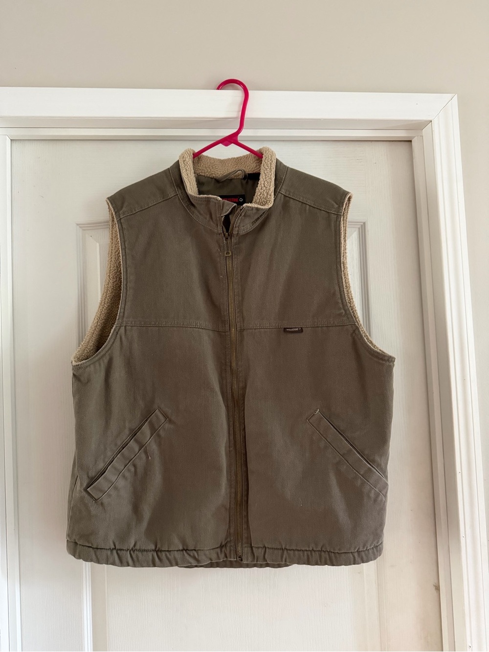 Wolverine Brown Vest with Cream Sherpa Collar Mens Large